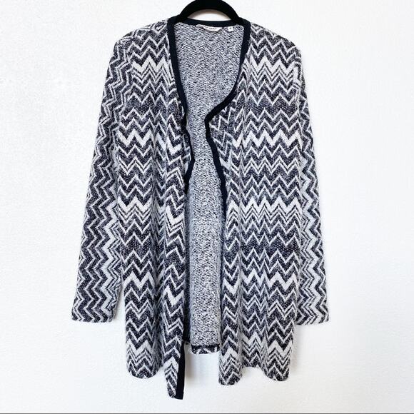 NAF NAF Chevron Longline Open Cardigan Sweater Size Medium - Picture 1 of 8